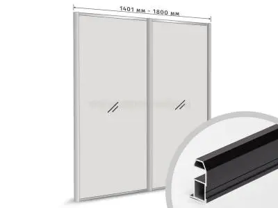 Комплекты профиля серии SLIM, FIT комплект профиля-купе slim на 2 двери (ширина шкафа 1401-1800 мм), чёрный